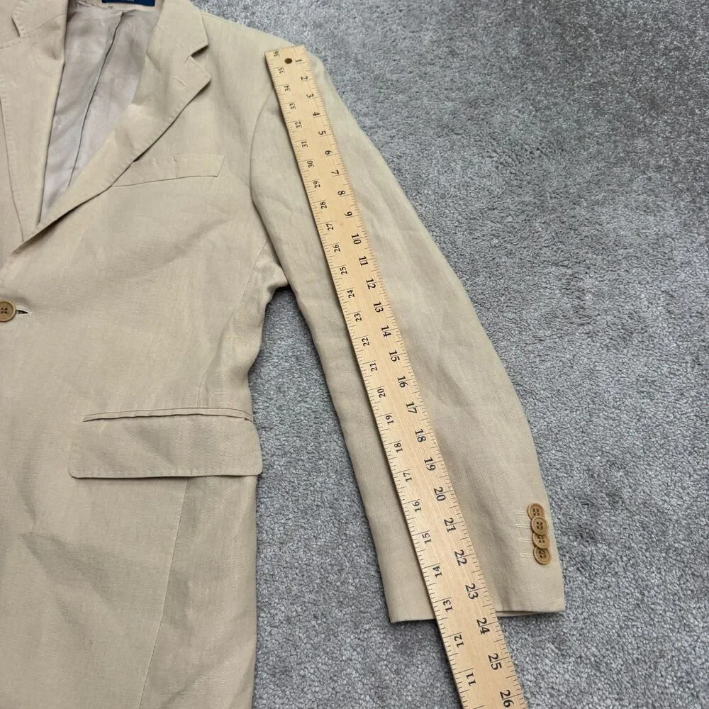 Milano Fratelli Ormezzano Two Button Blazer Men 40R Beige 100% Linen Sport Coat
